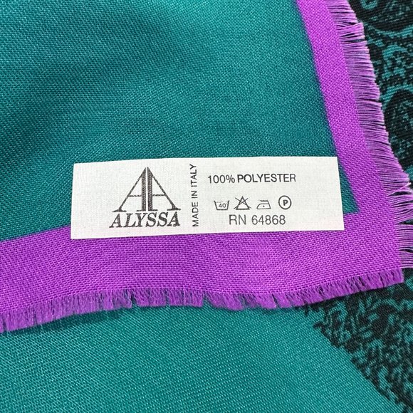 Vintage Cottagecore Floral Paisley scarf fringe edges Alyssa made in Italy - Picture 3 of 7